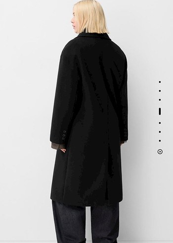 Siyah Oversize Kadın uzun Kaban - Görsel 4