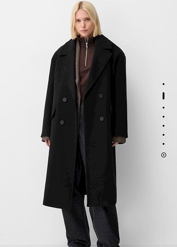 Siyah Oversize Kadın uzun Kaban - Görsel 2
