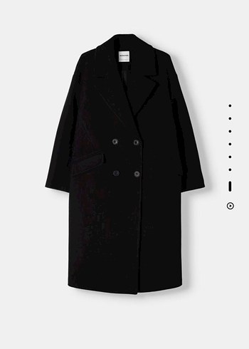 Siyah Oversize Kadın uzun Kaban - Görsel 5