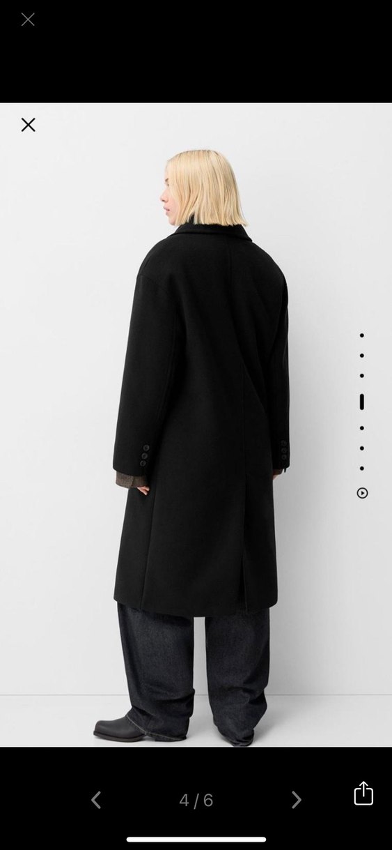 Siyah Oversize Kadın uzun Kaban - Görsel 4