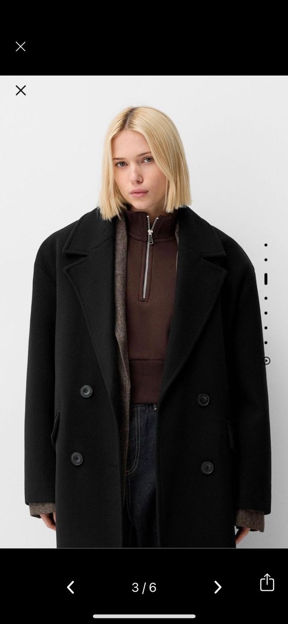 Siyah Oversize Kadın uzun Kaban - Görsel 3