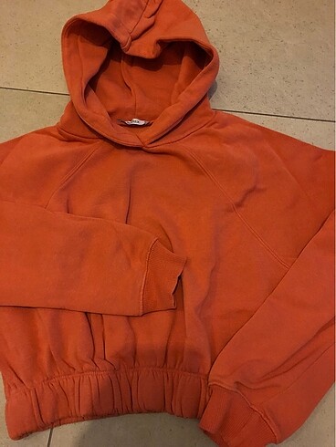 m Beden turuncu Renk Crop kapüşonlu sweatshirt