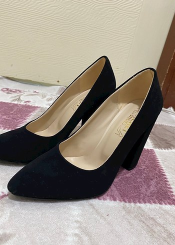 Siyah Süet Kadın Topuklu Stiletto - Görsel 2