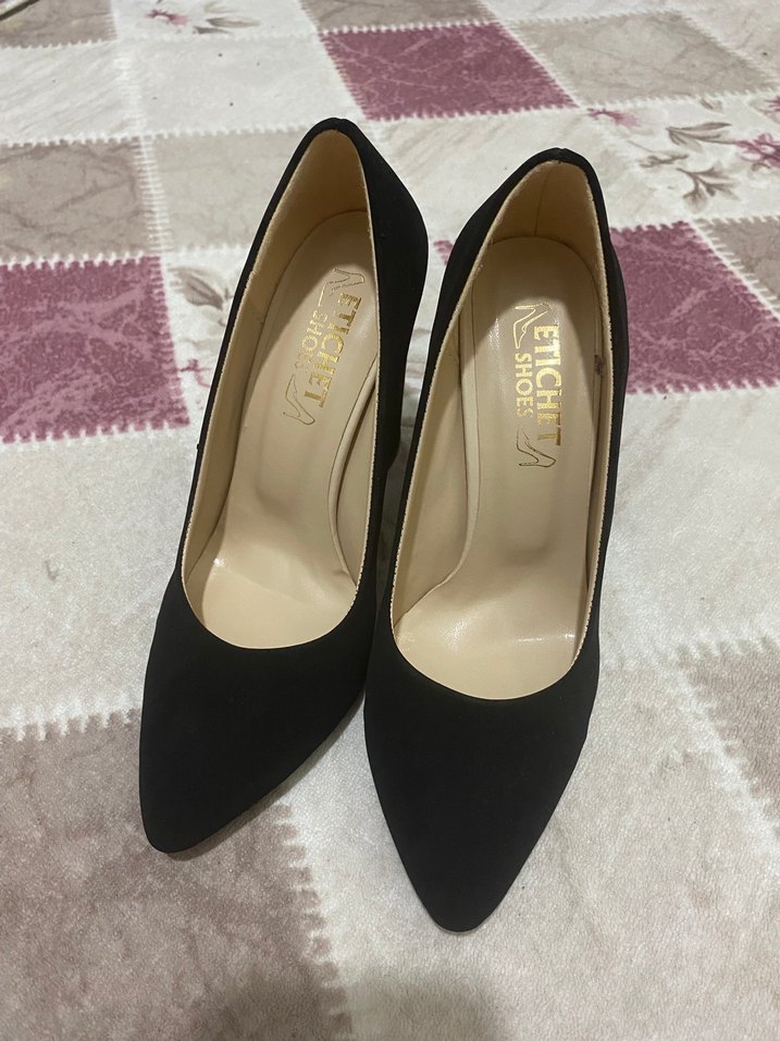 Siyah Süet Kadın Topuklu Stiletto - Görsel 5