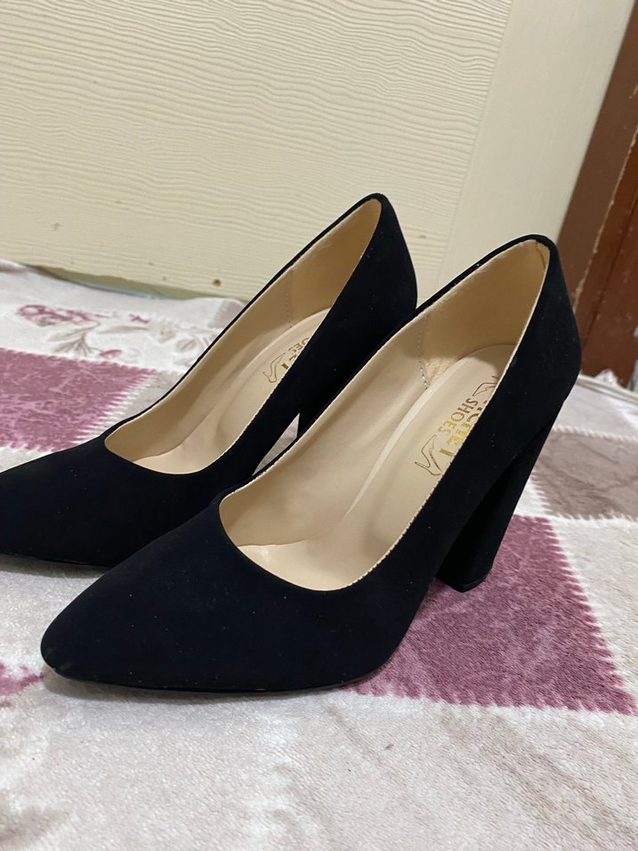 Siyah Süet Kadın Topuklu Stiletto - Görsel 2