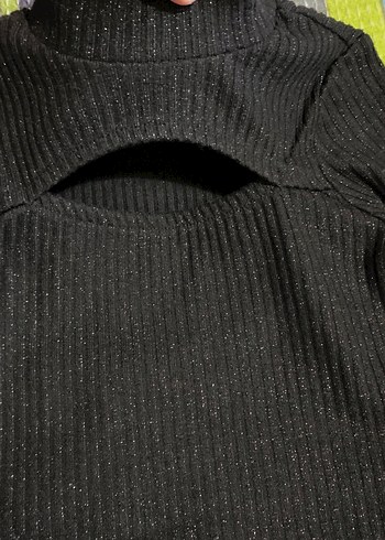 Siyah Örgü Boğazlı Kadın Kazak - Görsel 2