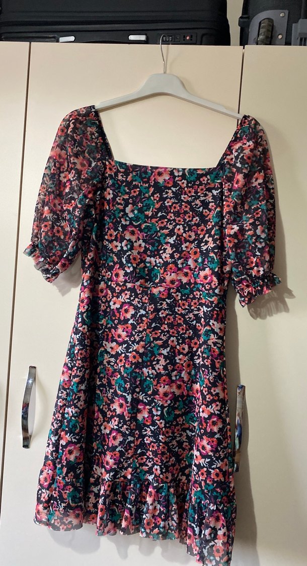 Çiçek Desenli Bohem Mini Elbise - Görsel 2