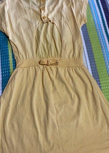 Sarı Kısa Kollu Midi Kadın Elbise - Görsel 2