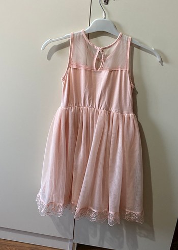 Dantel Detaylı Pembe Kız Çocuk Elbise - Görsel 2