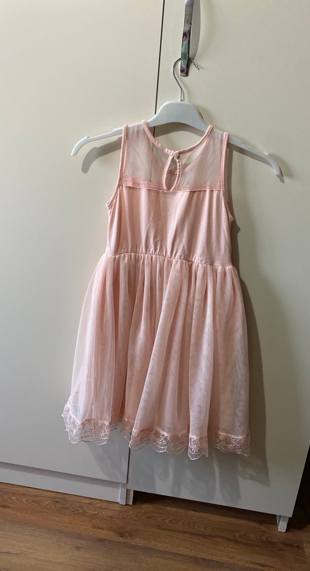 Dantel Detaylı Pembe Kız Çocuk Elbise - Görsel 2