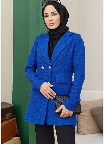 Blazer buklet tuvit ceket lacivert tesettür 
