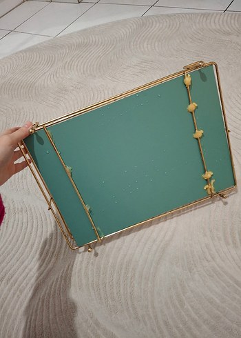 Parlak Altın Renkli Dekoratif Ayna Tepsi - Görsel 5