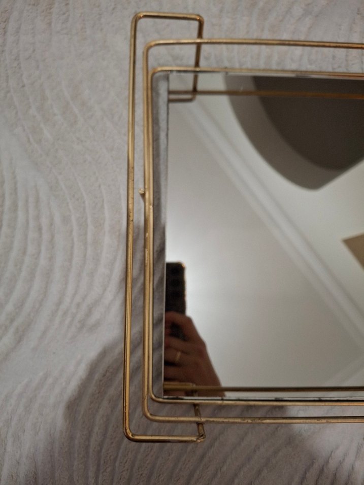 Parlak Altın Renkli Dekoratif Ayna Tepsi - Görsel 3