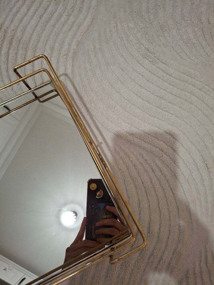 Parlak Altın Renkli Dekoratif Ayna Tepsi - Görsel 4