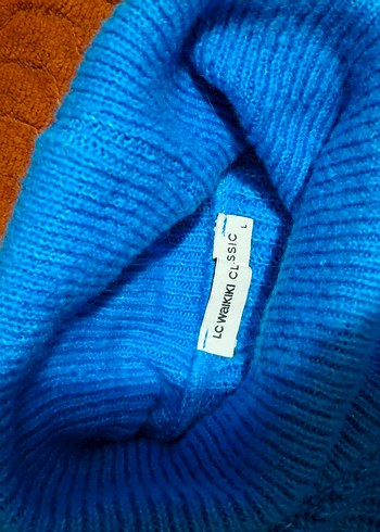 Mavi Boğazlı Örgü Kadın Kazak - Görsel 2