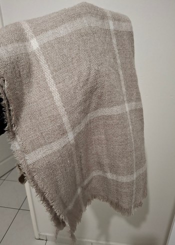 Kadın Bej Keten Örgü Bohem Şal - Görsel 2