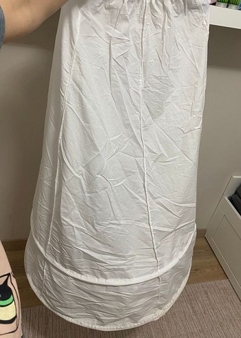 Uzun Kollu Yüksek Yakalı Beyaz  A kesim Gelinlik - Görsel 8