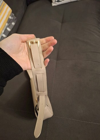 Bej Deri Kemerli Kadın Çanta - Görsel 2