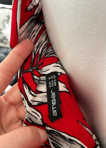 Kırmızı Çiçek Desenli askılı - Görsel 5