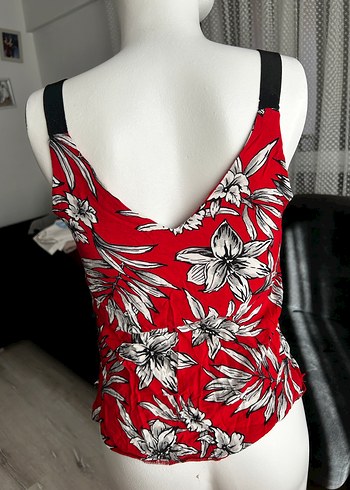 Kırmızı Çiçek Desenli askılı - Görsel 6