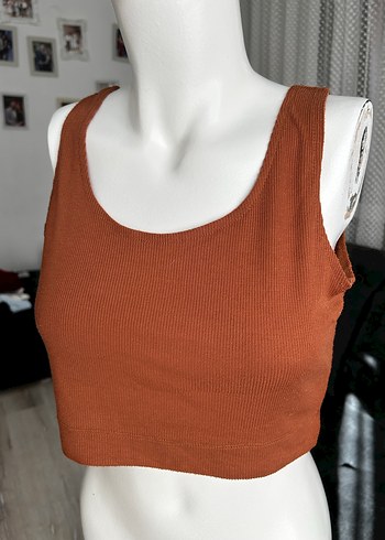 xl Beden kahverengi Renk Kahverengi Kadın Atlet Crop Top