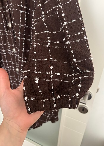 Zara Düğmeli Uzun Kollu Kahverengi Kadın Tunik