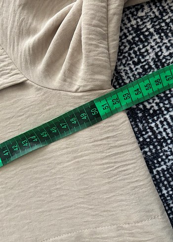 40 Beden ten rengi Renk Bej Uzun Keten Düğmeli Kadın Tunik