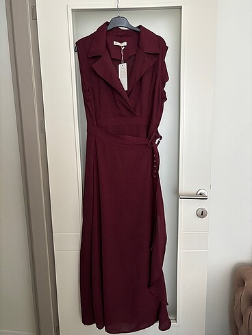 48 Beden bordo Renk Elbise