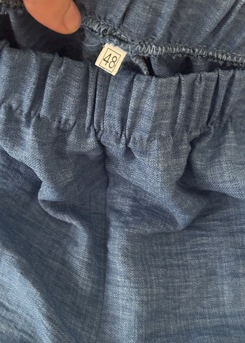 Zara Gri Mavi Keten Kadın Bol Kesim Pantolon