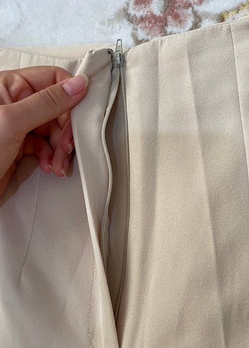 s Beden Bej Kadın Klasik Pilili Kumaş Pantolon