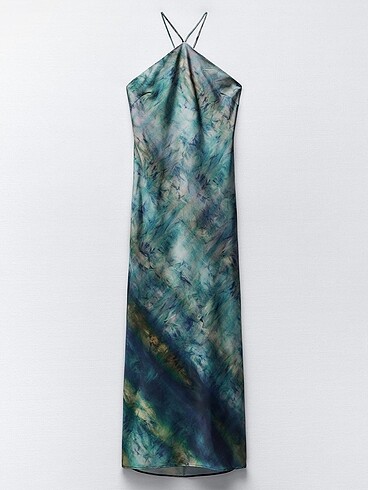 zara batik halter yaka slip elbise #yeni