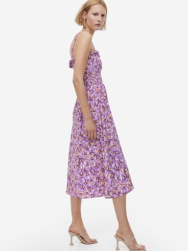 s Beden mor Renk H&M çiçekli askılı elbise