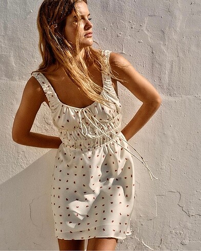 Zara Çiçek Desenli Saten Elbise #yeni