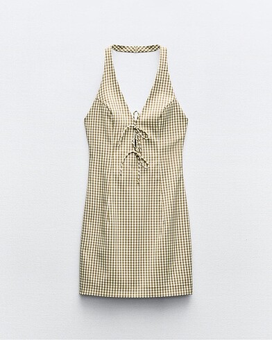 Zara Pötikareli Halter Yaka Elbise #yeni