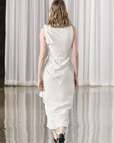 Zara Zara Drapeli Keten Elbise #yeni