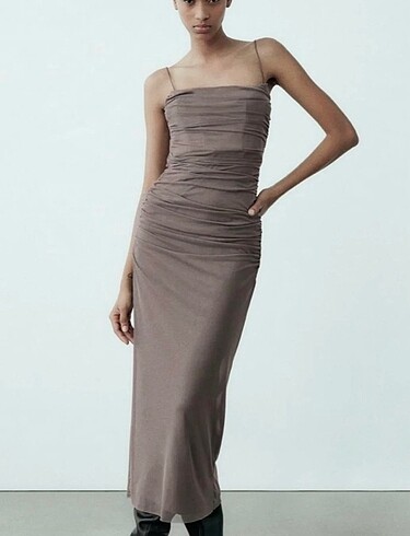 Zara Zara Drapeli Tül Elbise #yeni
