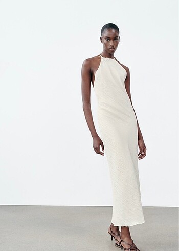 Zara Zara Boncuklu Midi Elbise