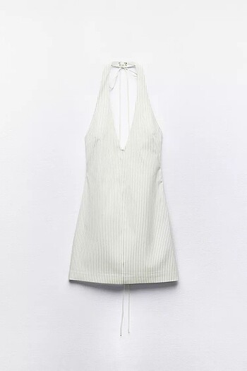 Zara Çizgili Halter Yaka Elbise