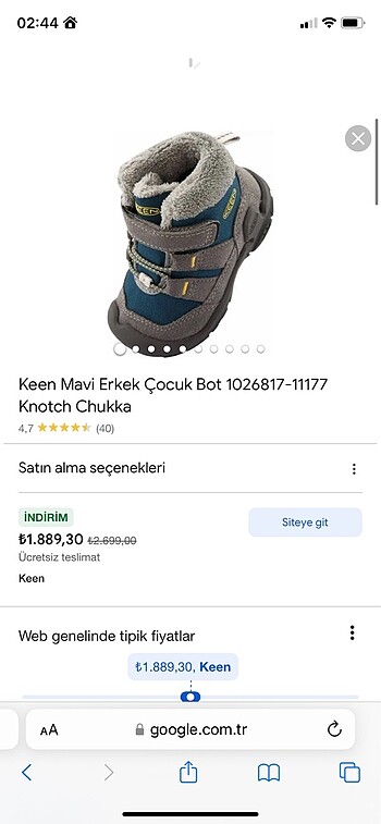 25 Beden gri Renk Orjinal keen bot bir kaç defa anca giyildi