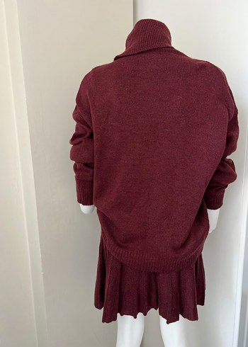 diğer Beden bordo Renk Bordo Uzun Boğazlı Örgü Kadın Kazak