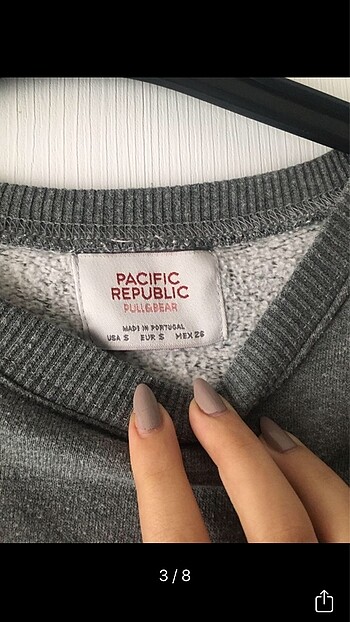 s Beden pull and bear gri kolej baskılı sweatshirt