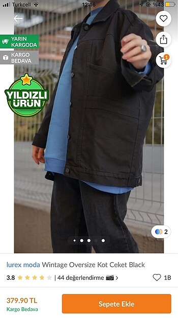 l Beden siyah Renk Kot ceket