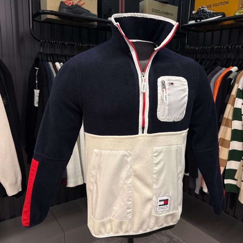 Tommy Fermuarlı Yüksek Yakalı Erkek Polar Sweatshirt - Görsel 5