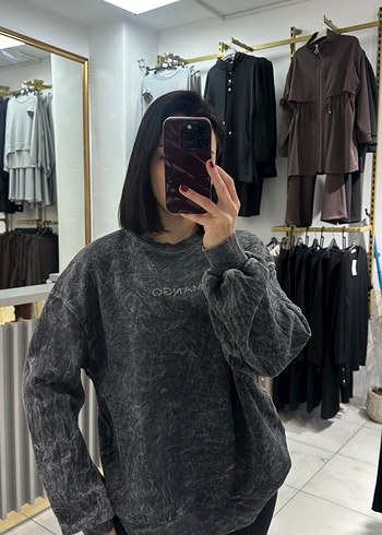 Mango Gri Batik Desenli Kadın Sweatshirt - Görsel 3