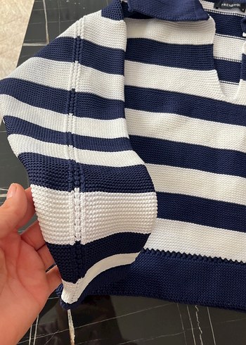 Trendyol & Milla Çizgili Polo Yaka Triko Kadın Kazak