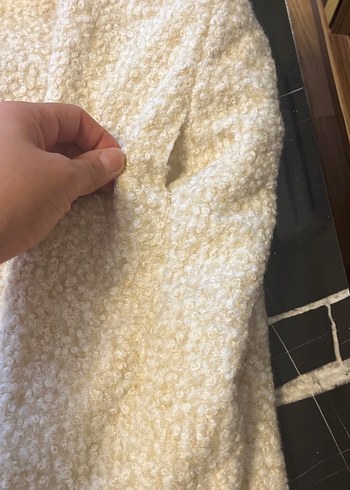 Pull and Bear KadınBeyaz Kapüşonlu Street Wear Kaban
