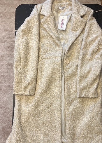 s Beden beyaz Renk KadınBeyaz Kapüşonlu Street Wear Kaban
