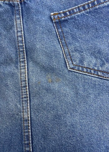 m Beden Mavi Denim Midi Mini Etek