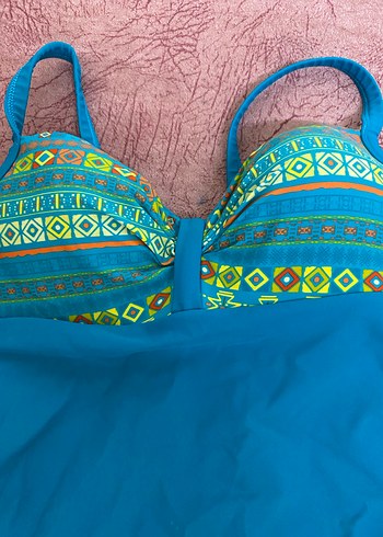 Turkuaz Bağlamalı Desenli Kadın Mayo - Görsel 2