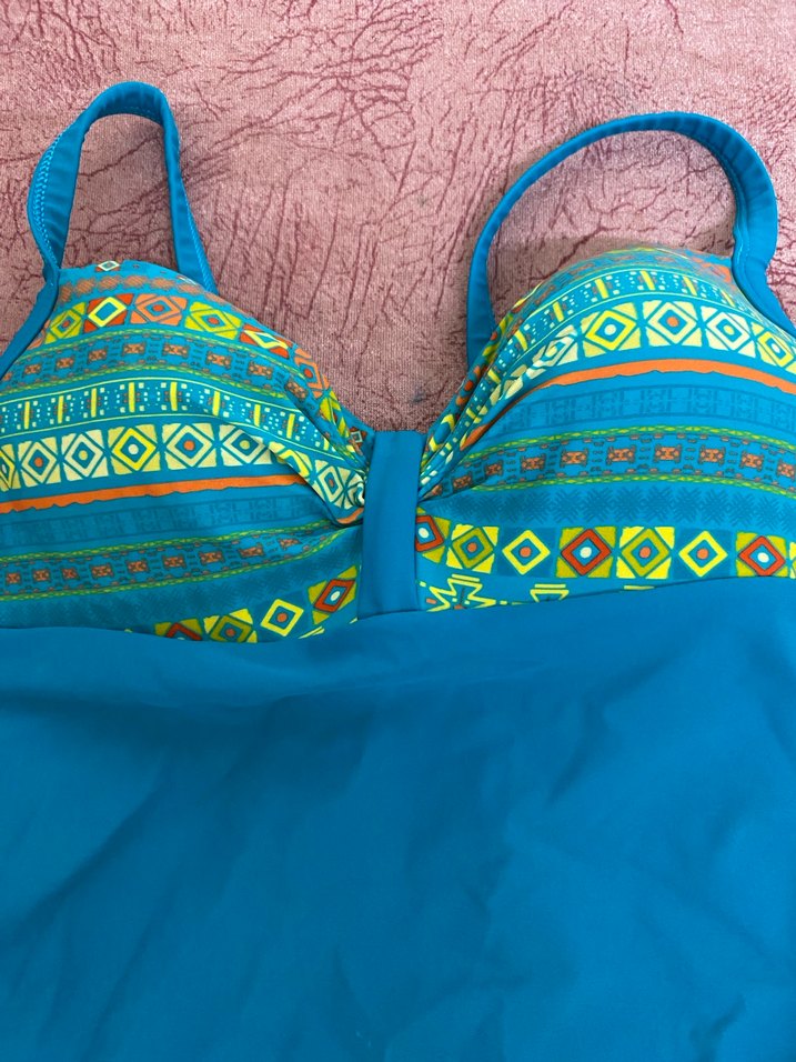 Turkuaz Bağlamalı Desenli Kadın Mayo - Görsel 2